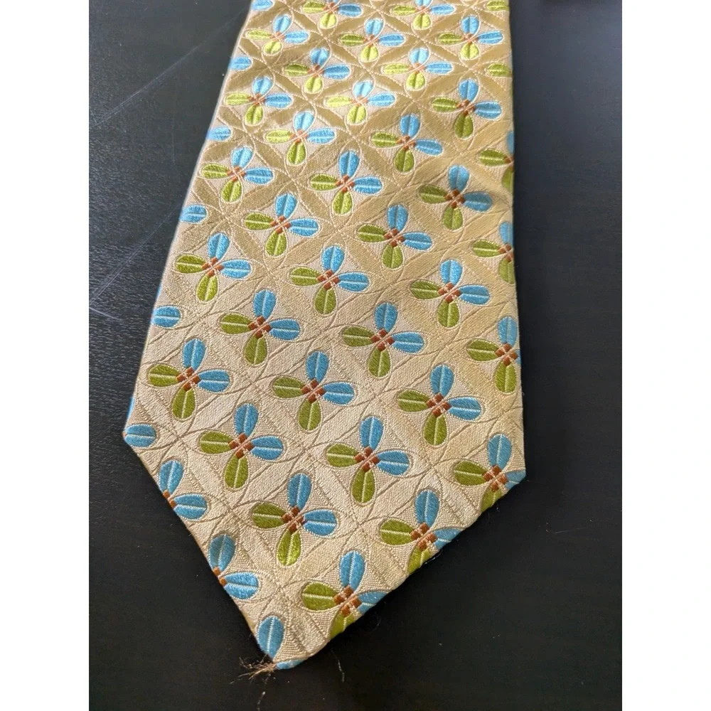 Ike Behar Yellow Summer Floral Jacquard Tie Silk USA‎ Made 60